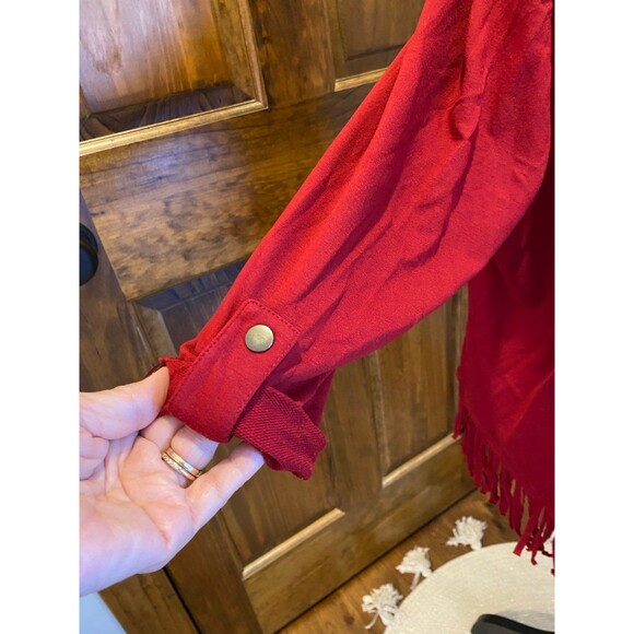 Ruby Rd Pullover Blouse Size XLRed Fringed Top Cowl Neck Plus - Picture 3 of 11